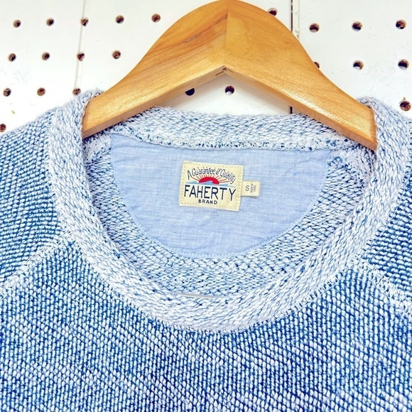 Faherty - Herringbone Cotton-Blend Jacquard Sweatshirt - Blue - Picture 4 of 5
